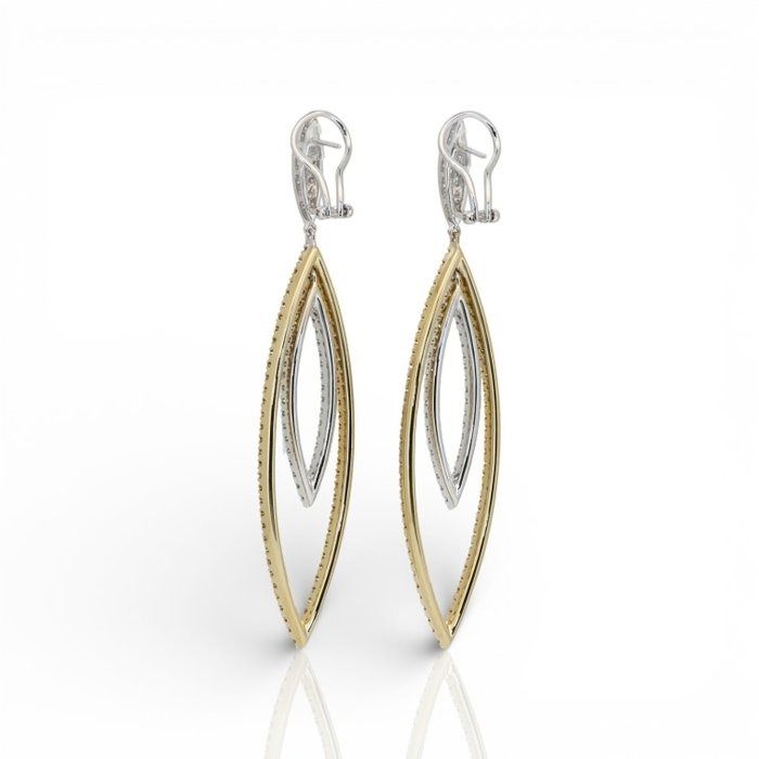 IGI Certified 4.54ct Diamonds Drop Earrings in 18k Yellow & White Gold