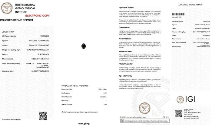 IGI Certified 5.17ct Pair of Oval-Shaped Tourmalines