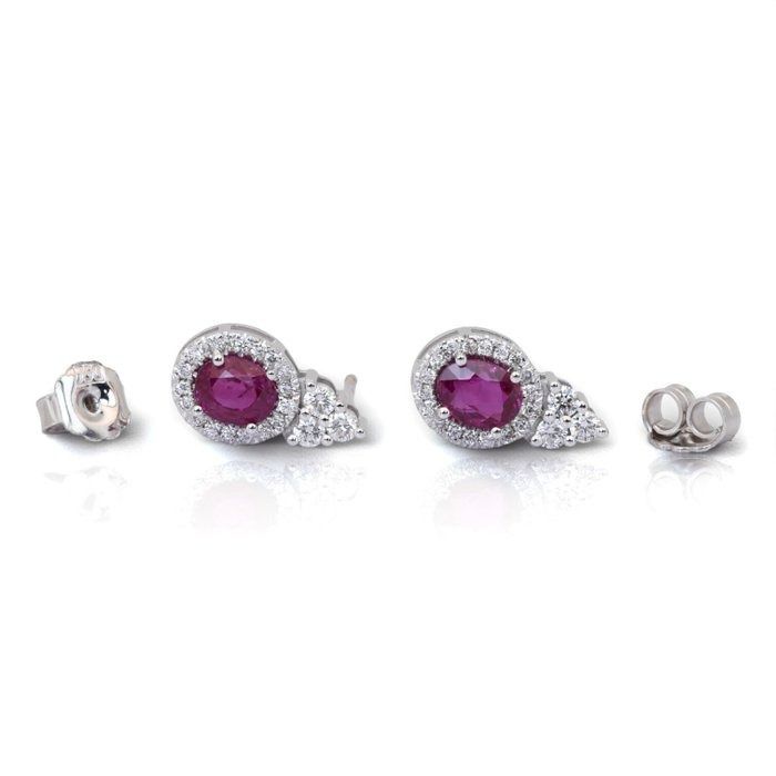 IGI Certified Rubies and Diamonds Earrings in 18k White Gold