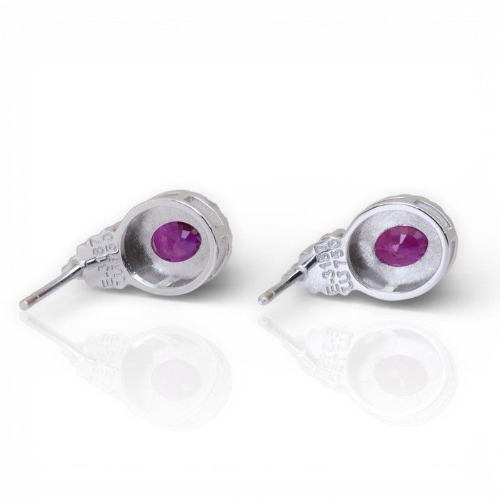 IGI Certified Rubies and Diamonds Earrings in 18k White Gold