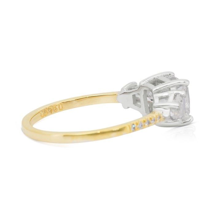 Impeccable 2.16ct Diamonds 3-Stone Ring in 18k Yellow & White Gold - IGI Certified