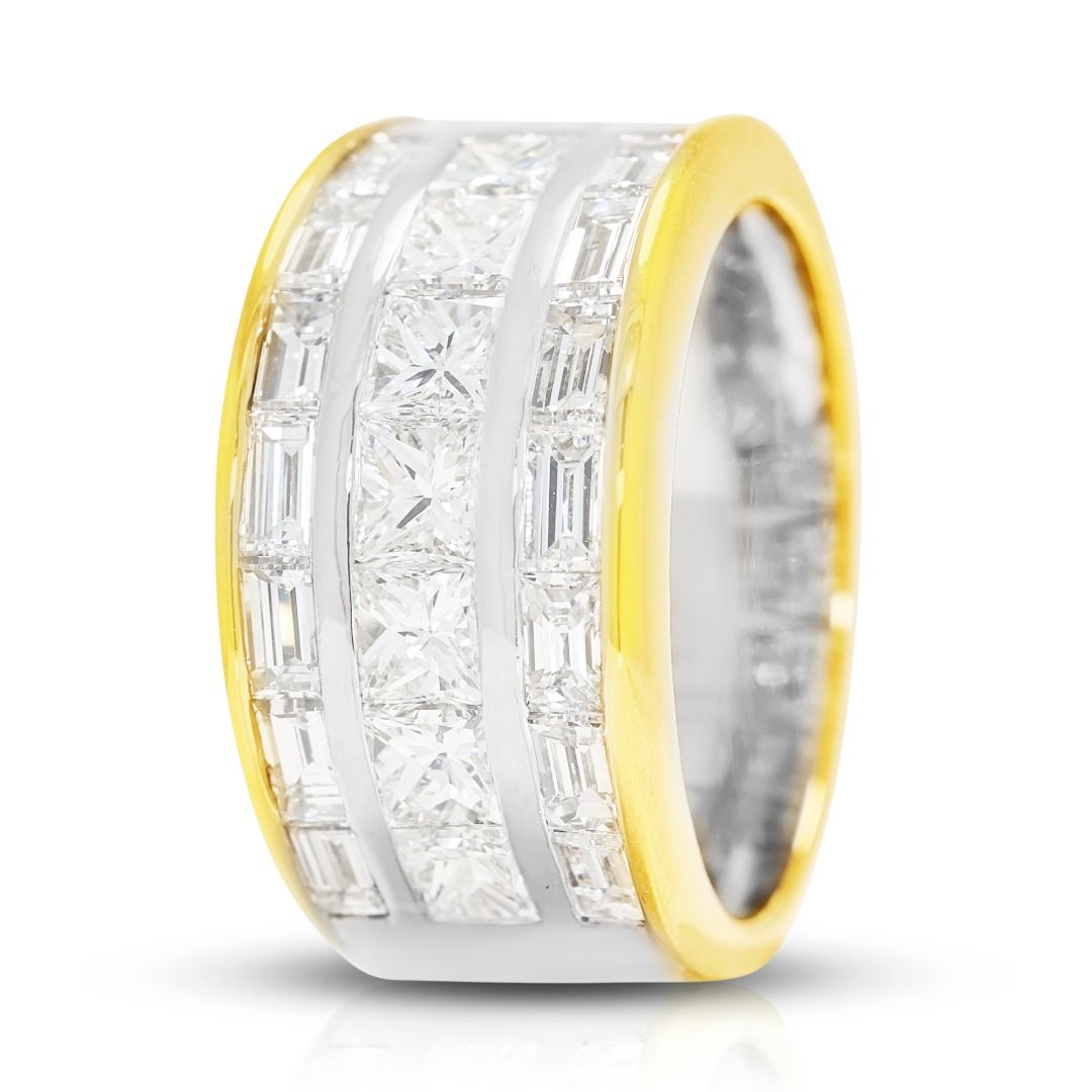 Imperial 1,08 Karat Prinzess- und Tapered-Diamant-Mosaikring aus 18K zweifarbigem Gold