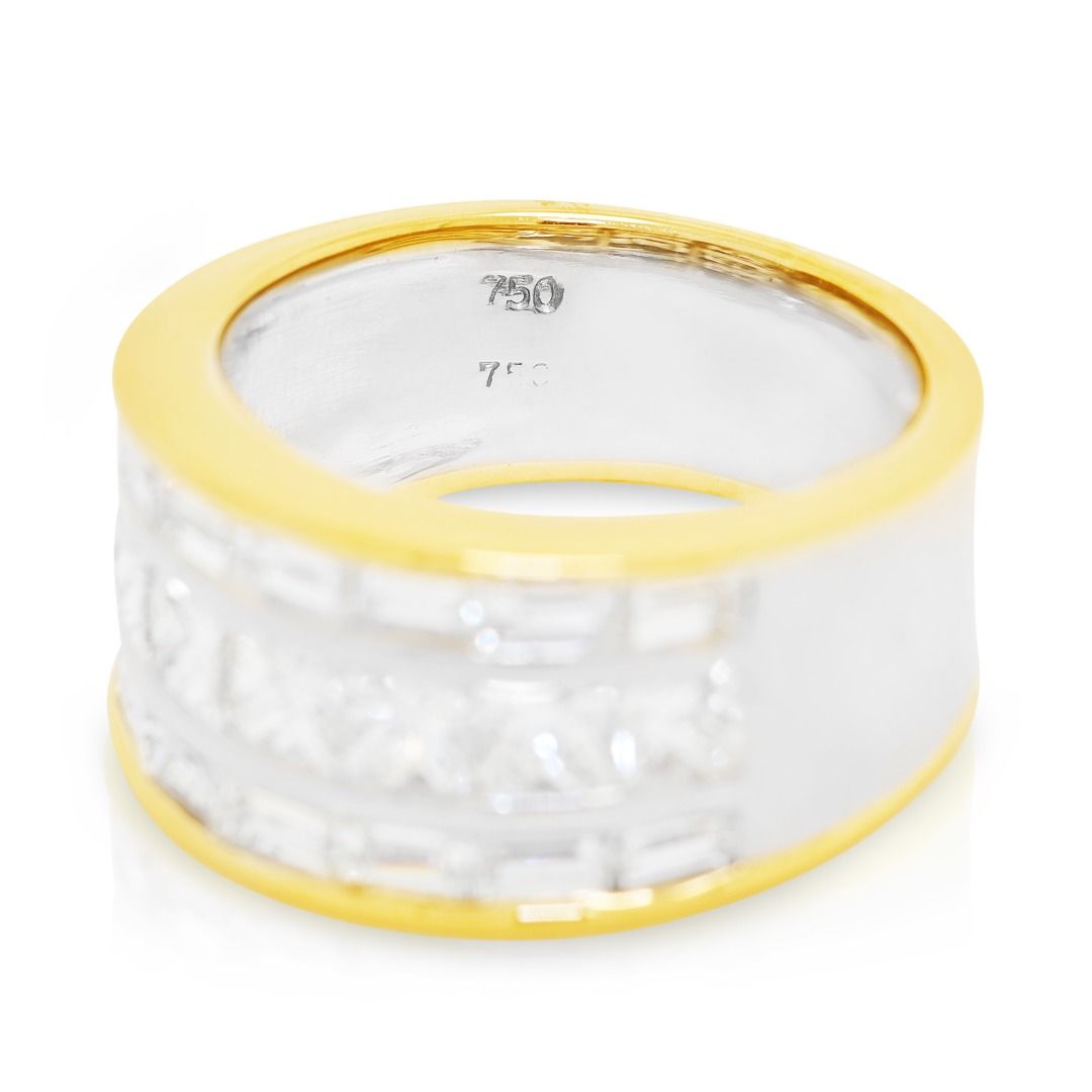 Imperial 1,08 Karat Prinzess- und Tapered-Diamant-Mosaikring aus 18K zweifarbigem Gold