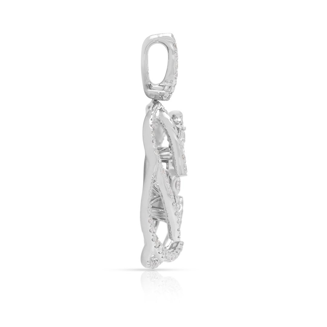 Intricate 1.02ct Diamond Pendant with Princess & Round Cuts in 18K White Gold