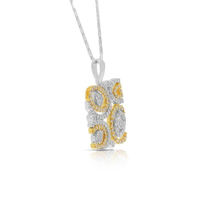 Intricate 1.38ct Diamonds Necklace with Pendant in 18k White and Yellow Gold - IGI Certified