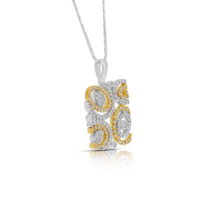Intricate 1.38ct Diamonds Necklace with Pendant in 18k White and Yellow Gold - IGI Certified
