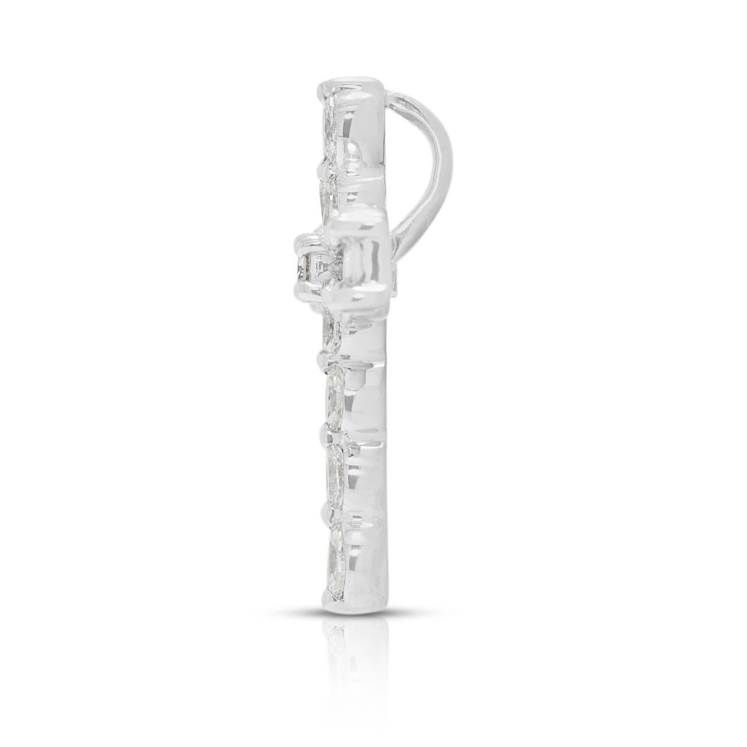 Intricate 1.65ct Natural Diamond Cross Pendant in 18K White Gold