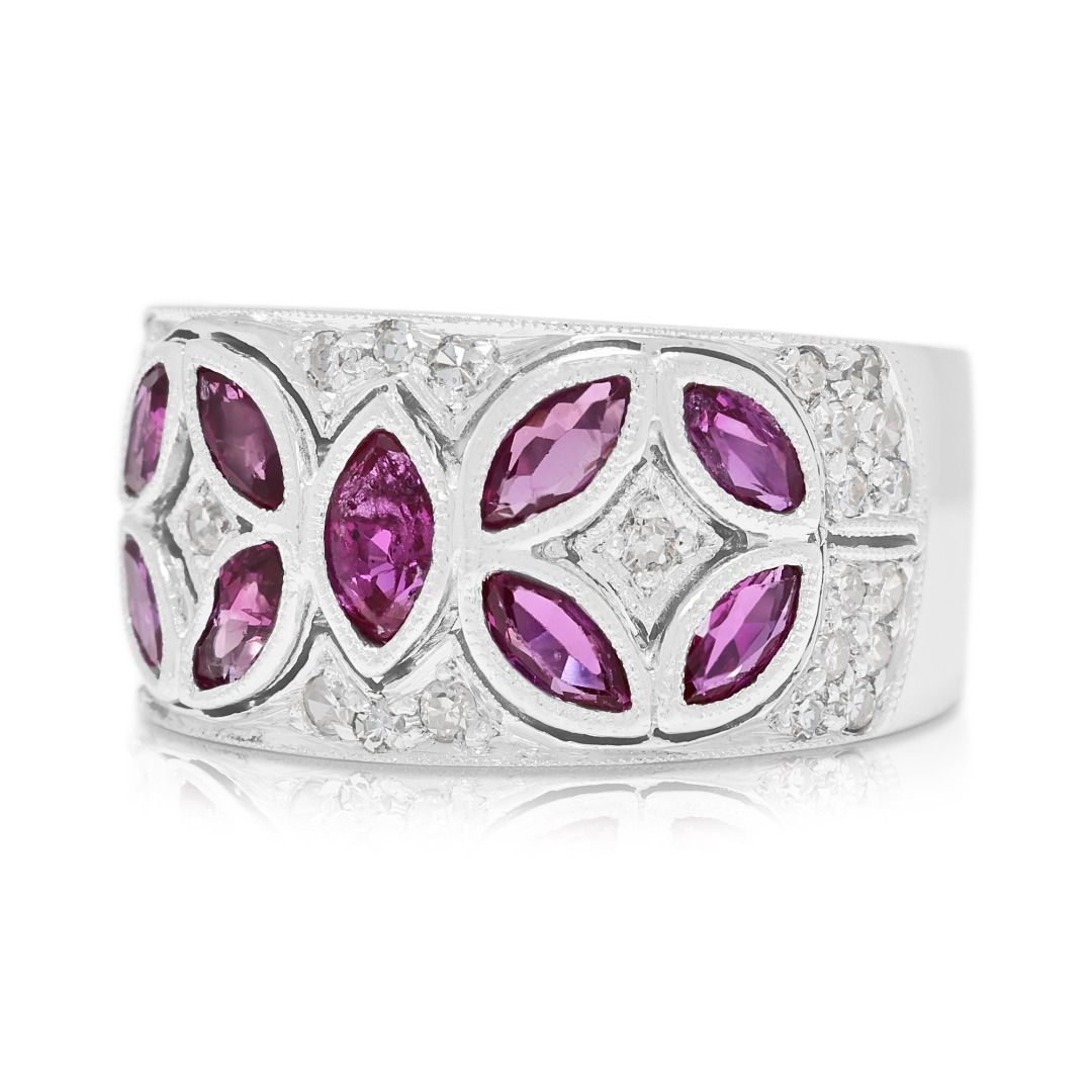 Larry Jewelry 1.45ct Ruby & Diamond Ring in 18K White Gold