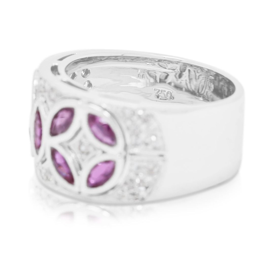 Larry Jewelry 1.45ct Ruby & Diamond Ring in 18K White Gold