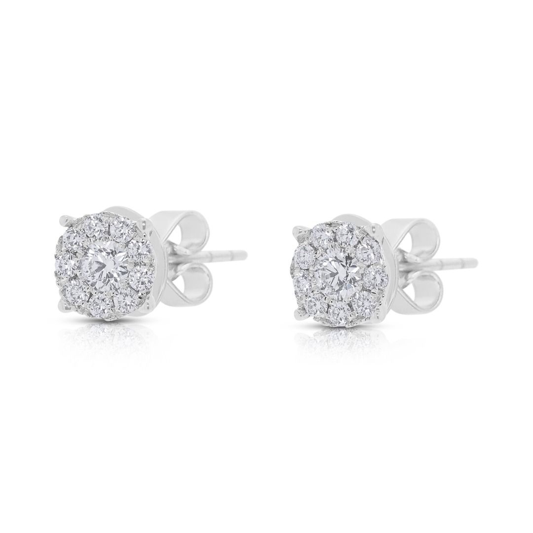 Luminous 0.44ct Good Heart Celestial Diamond Studs in 18K White Gold