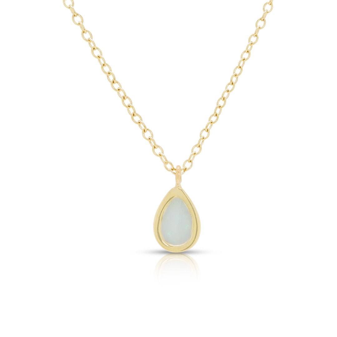 Luminous 0.50ct Opal Pendant Necklace in 14K Yellow Gold