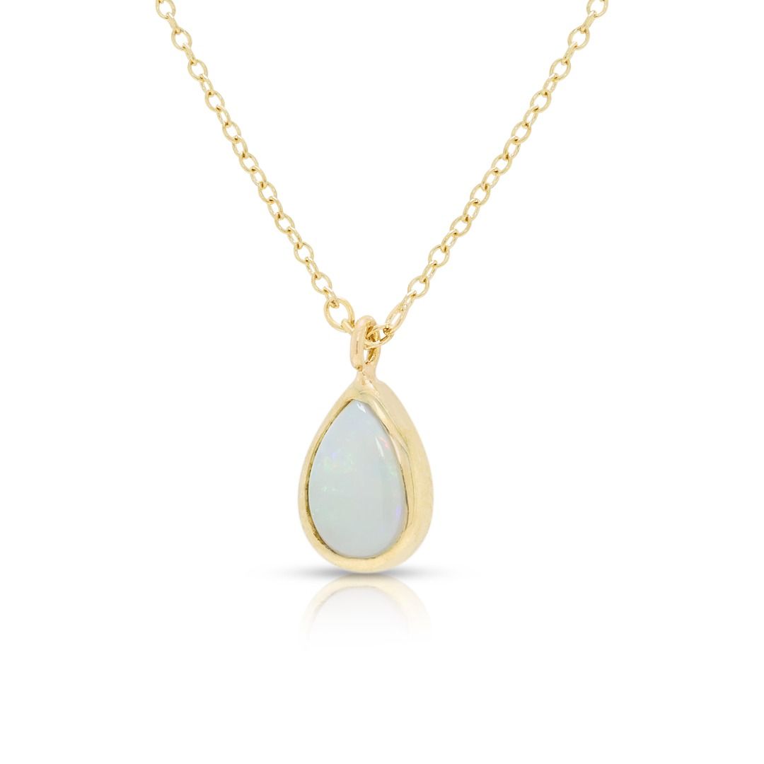 Luminous 0.50ct Opal Pendant Necklace in 14K Yellow Gold
