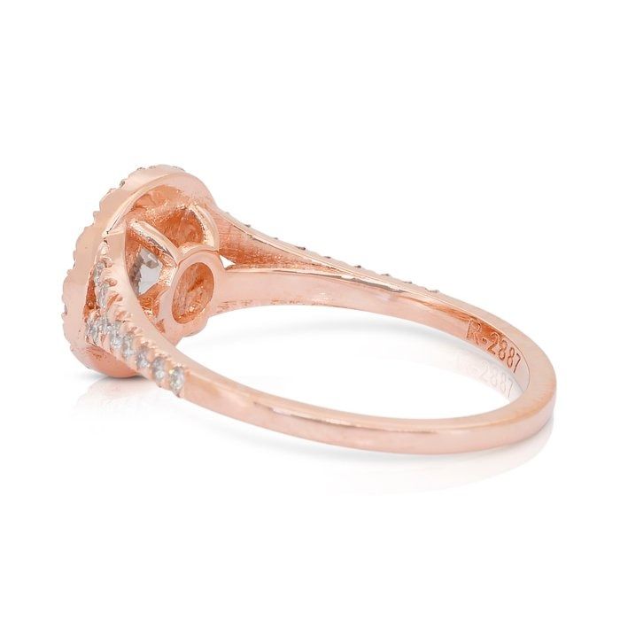Luminous 1.09ct Diamonds Halo Ring in 18k Rose Gold - IGI Certified