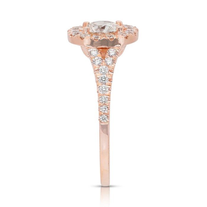 Luminous 1.09ct Diamonds Halo Ring in 18k Rose Gold - IGI Certified