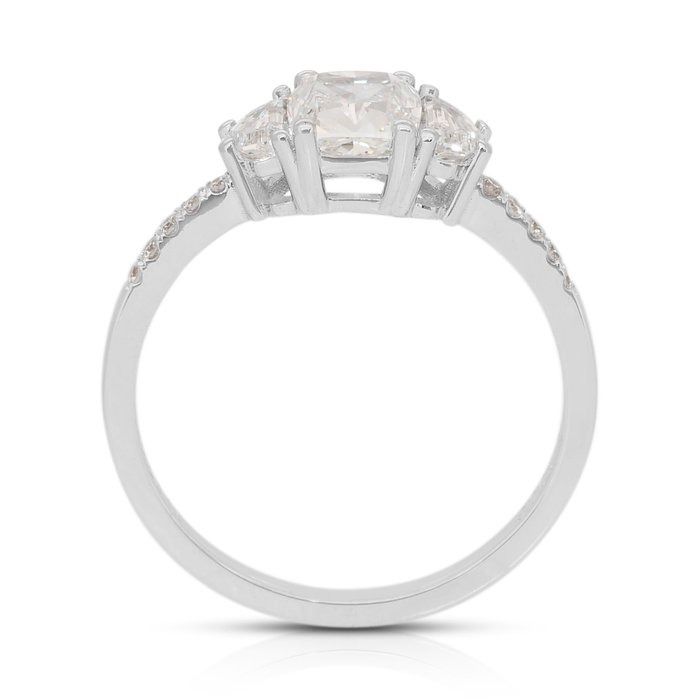 Luminous 1.36ct Diamonds 3-Stone Ring in 18k White Gold - GIA Certified