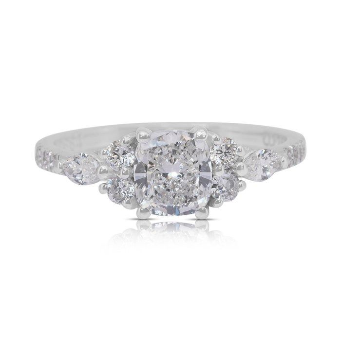 Luminous 1.43ct Diamonds Pave Ring in 18k White Gold - GIA Certified