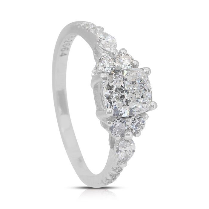 Luminous 1.43ct Diamonds Pave Ring in 18k White Gold - GIA Certified