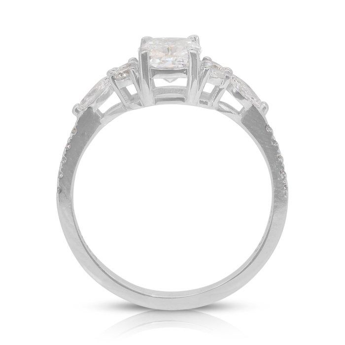 Luminous 1.43ct Diamonds Pave Ring in 18k White Gold - GIA Certified