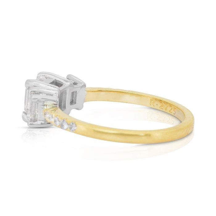 Luminous 1.54ct Diamonds 3-Stone Ring in 18k Yellow & White Gold - IGI Certified