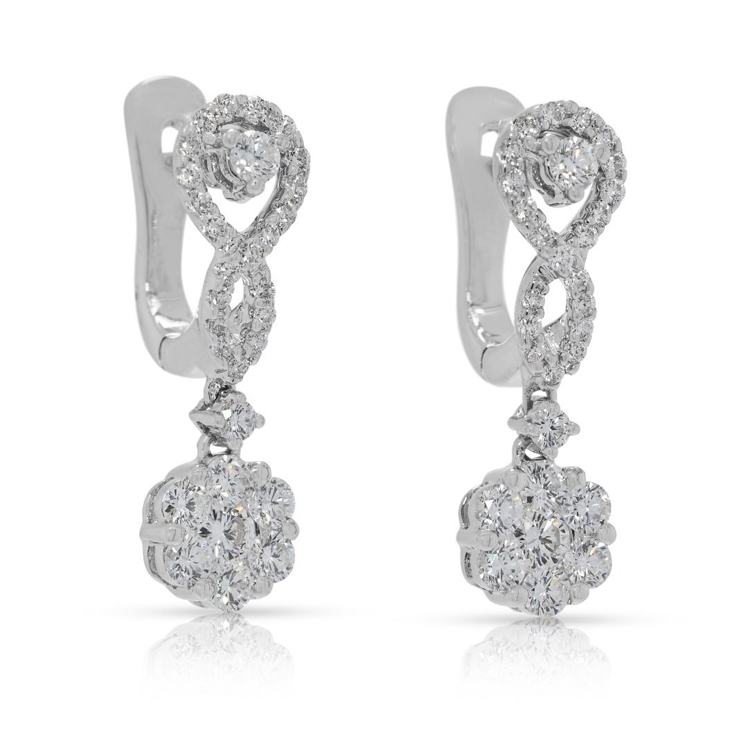 Lustrous 0.58ct Diamond Drop Earrings in 18K White Gold