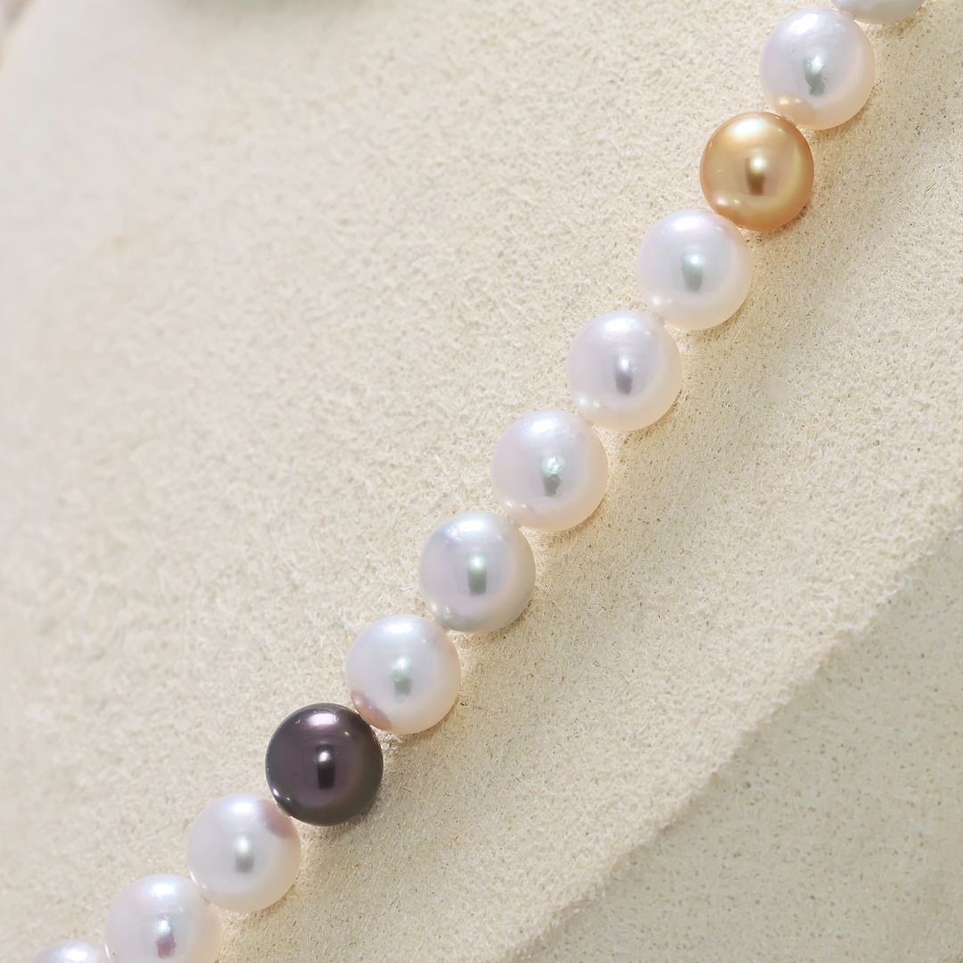 Lustrous 7mm Mixed Akoya Pearl Silver Necklace (New)