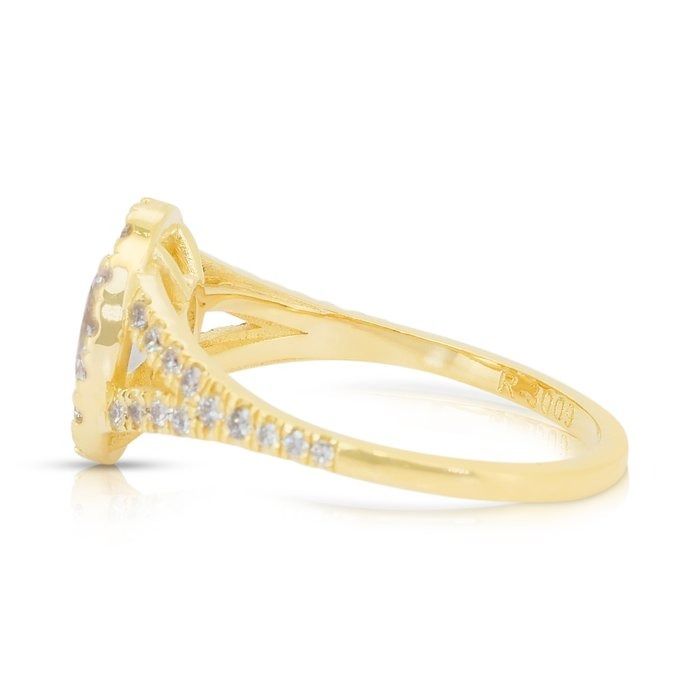 Luxurious 1.10ct Diamonds Halo Ring in 18k Yellow Gold - IGI Certified