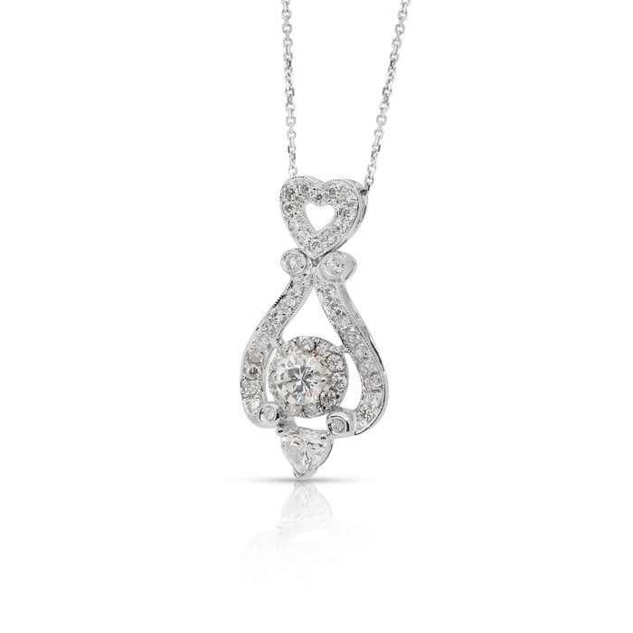 Luxurious 1.23ct Diamonds Necklace with Pendant in 18k White Gold - IGI Certified