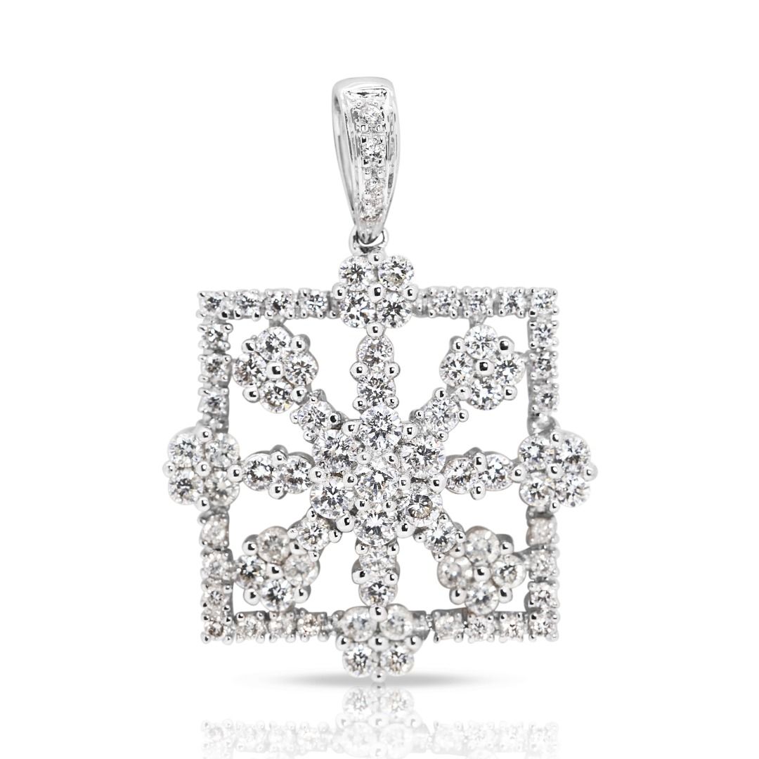 Luxurious 1.66ct Natural Diamond Pendant in 18K White Gold