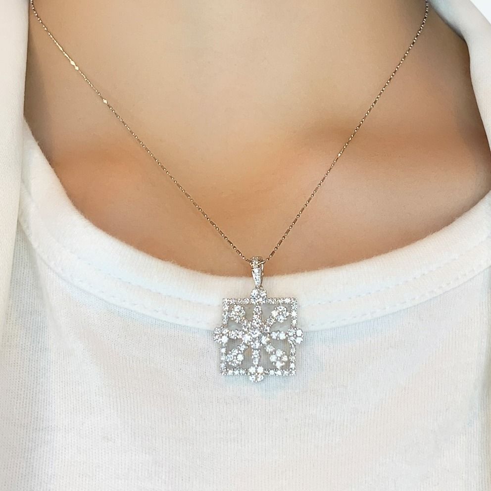 Luxurious 1.66ct Natural Diamond Pendant in 18K White Gold