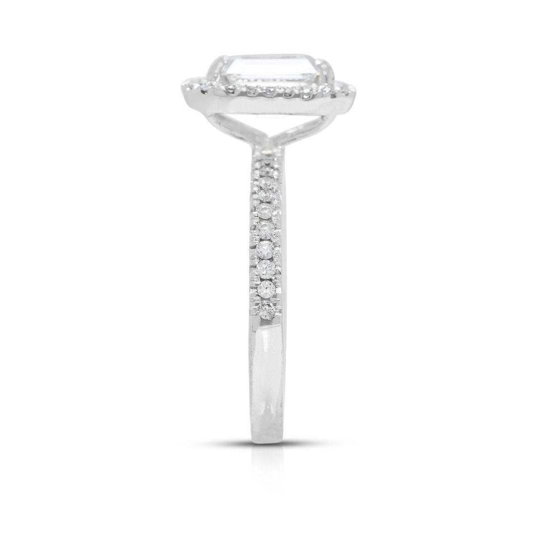 Luxurious 1.86ct Natural Diamond Halo Pave Ring in 18K White Gold by MOUAWAD - GIA Certified