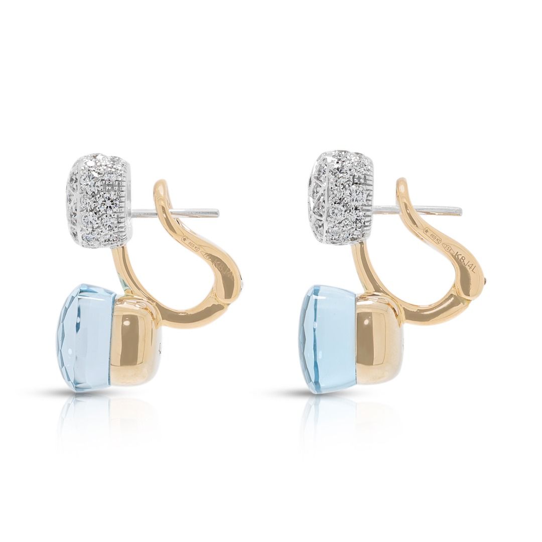 Luxurious 18ct Topaz & 1.52ct Diamond Pomellato Nudo Earrings in 18K Two-Tone Gold (New)