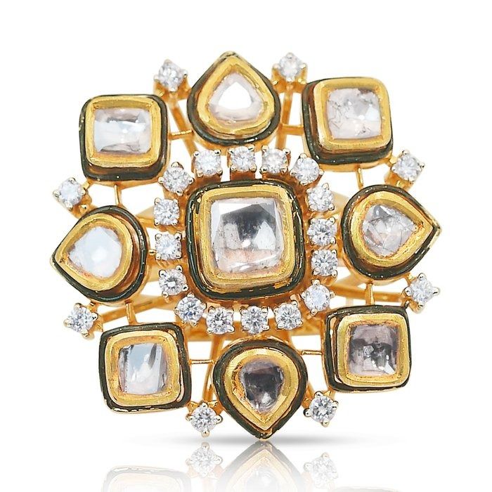 Luxurious 4.35ct Diamonds Cocktail Ring in 18k Yellow Gold - IGI Certified