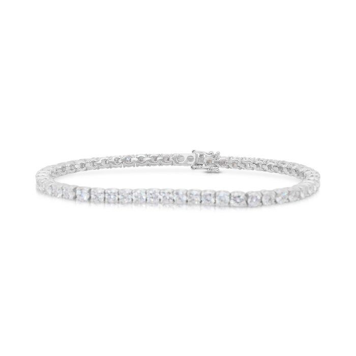 Luxurious 7.35ct Diamonds Tennis Bracelet in 18k White Gold - IGI Certified