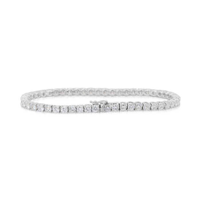 Luxurious 7.35ct Diamonds Tennis Bracelet in 18k White Gold - IGI Certified