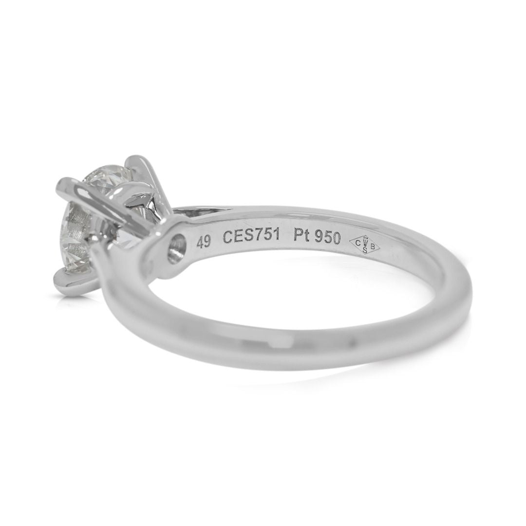 Magnificent 1.01ct Natural Diamond Solitaire 18K White Gold Ring by Cartier - GIA Certified