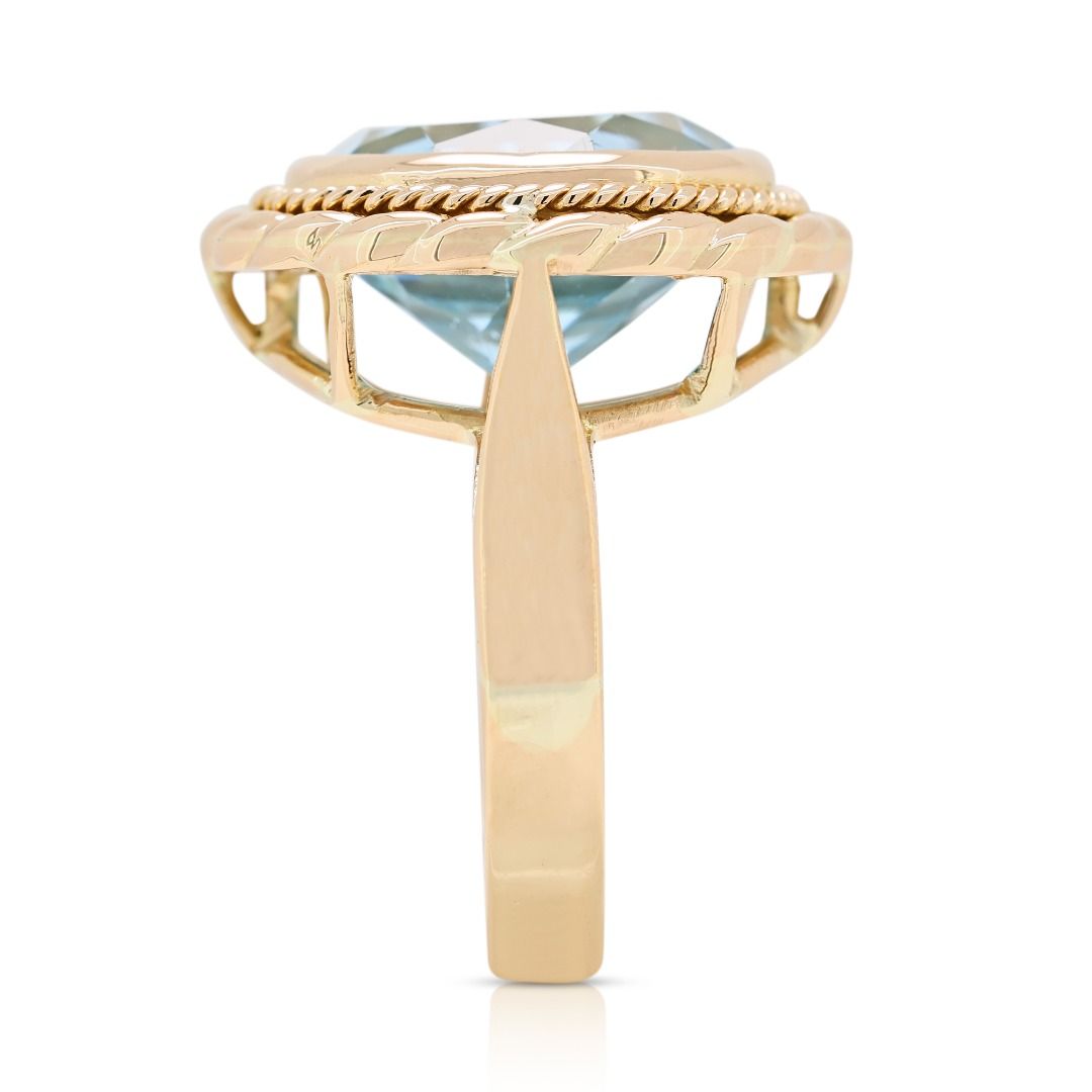 Magnificent 10.2ct Blue Topaz Dome Ring in 18K Yellow Gold