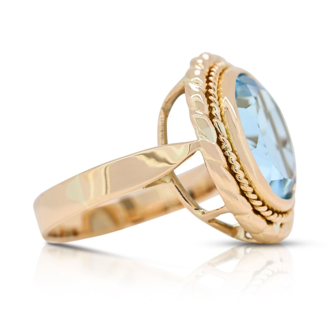 Magnificent 10.2ct Blue Topaz Dome Ring in 18K Yellow Gold