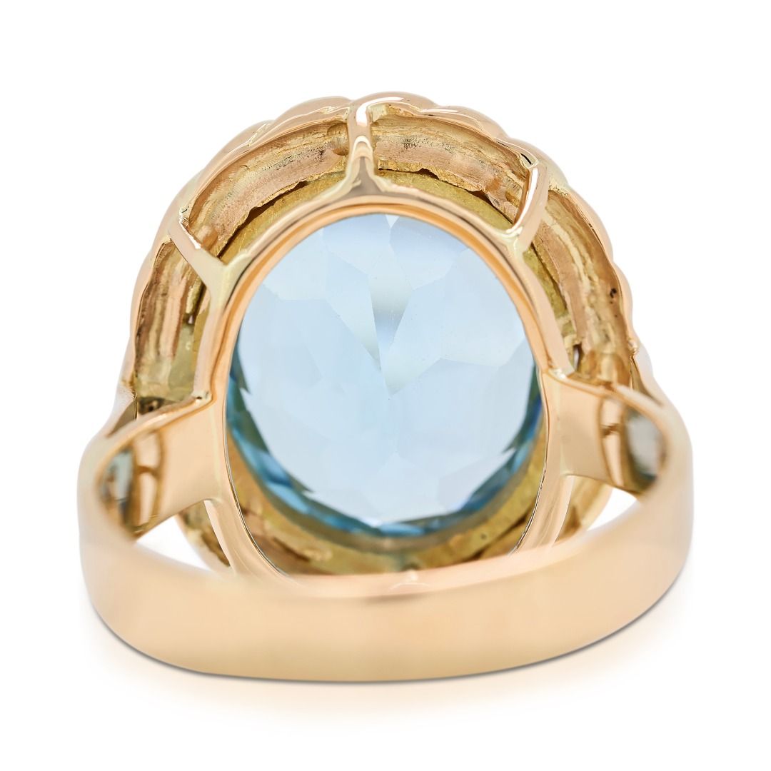 Magnificent 10.2ct Blue Topaz Dome Ring in 18K Yellow Gold