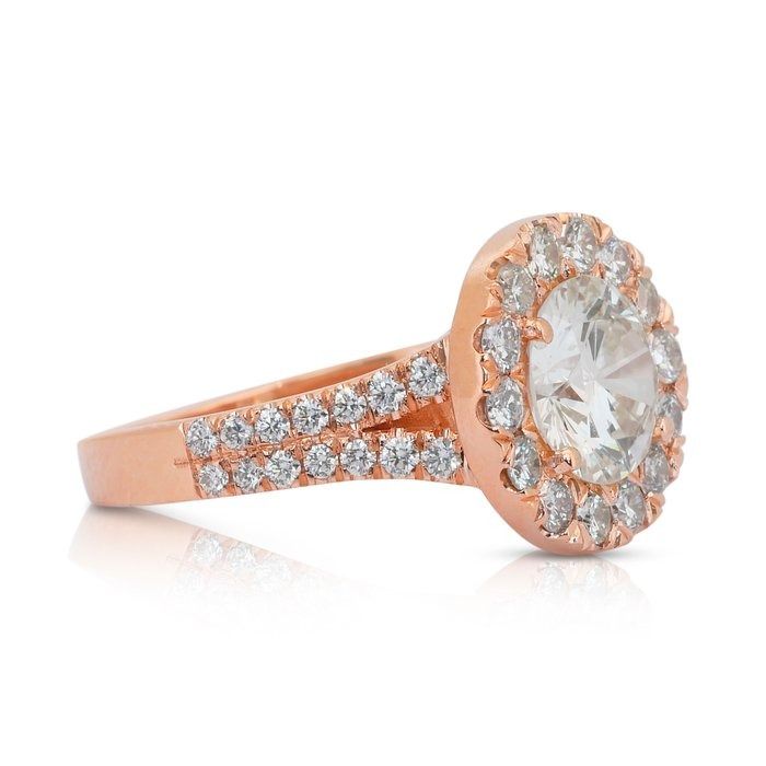 Magnificent 2.66ct Diamonds Halo Ring in 18k Rose Gold - IGI Certified