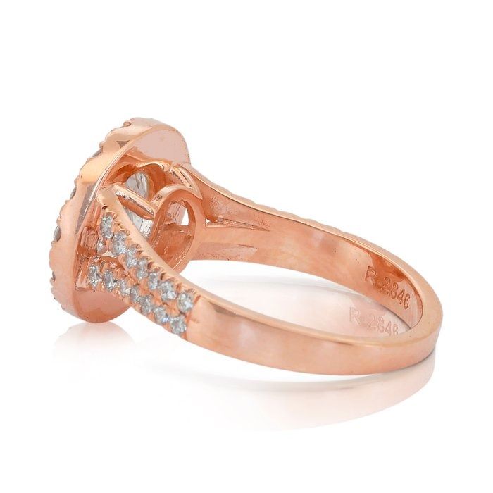 Magnificent 2.66ct Diamonds Halo Ring in 18k Rose Gold - IGI Certified