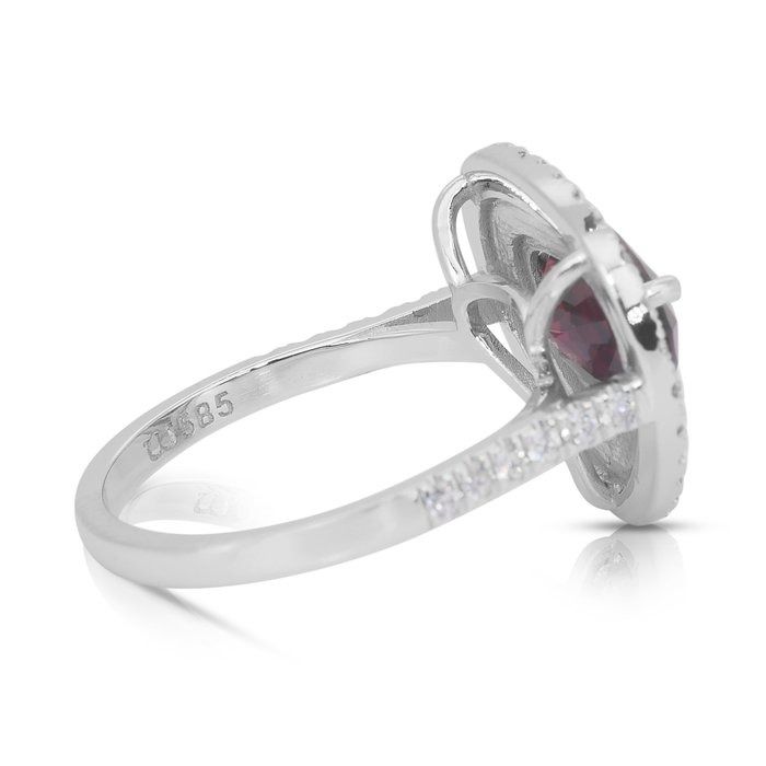 Magnificent 3.46ct Spinel and Diamonds Double Halo Cocktail Ring in 14k White Gold - GIA Certified