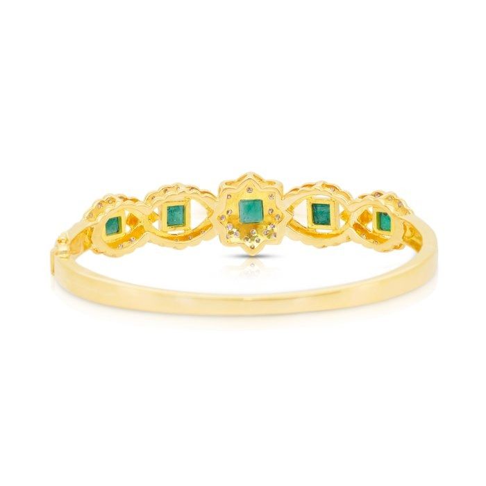 Magnificent 3.62ct Emeralds and Diamonds Bracelet in 18k Yellow Gold - IGI Certified
