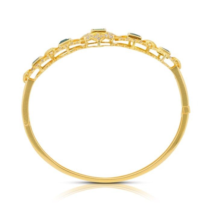 Magnificent 3.62ct Emeralds and Diamonds Bracelet in 18k Yellow Gold - IGI Certified