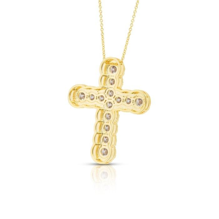 Magnificent 4.16ct Diamonds Necklace with Cross Pendant in 18k Yellow Gold - IGI Certified