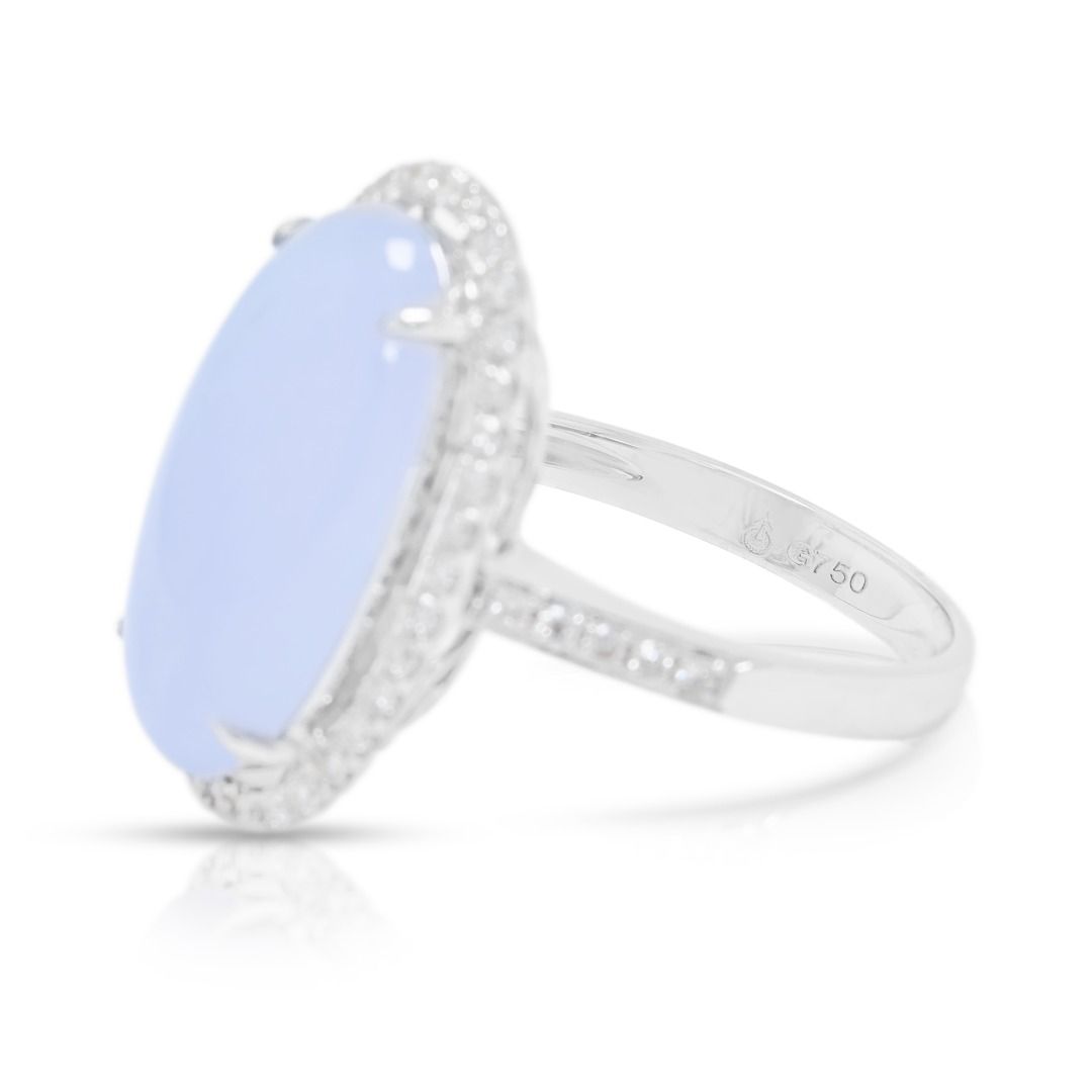 Majestic 0.55ct Diamond & Purple Jade Cocktail Ring in 18K White Gold