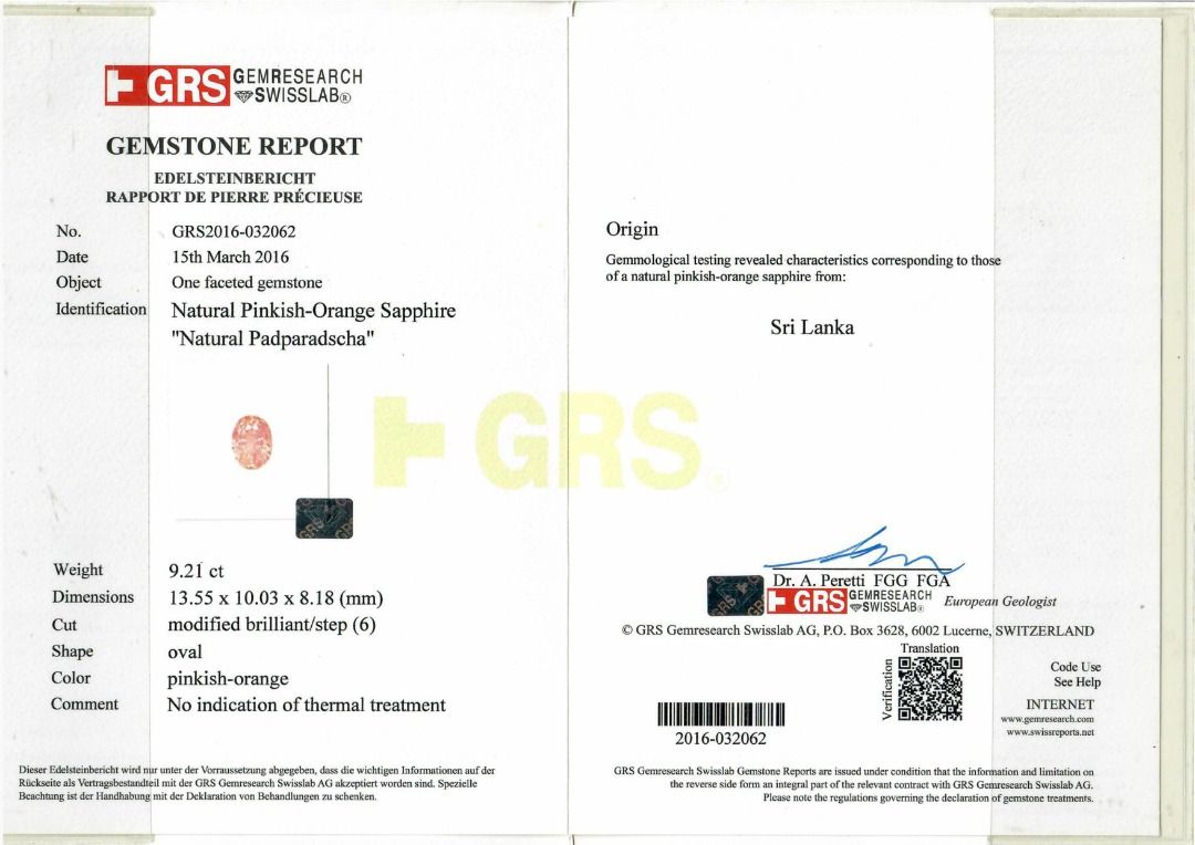 Majestic 12.75ct Natural Padparadscha Sapphire and Diamond 18k White Gold Statement Ring - GRS Certified