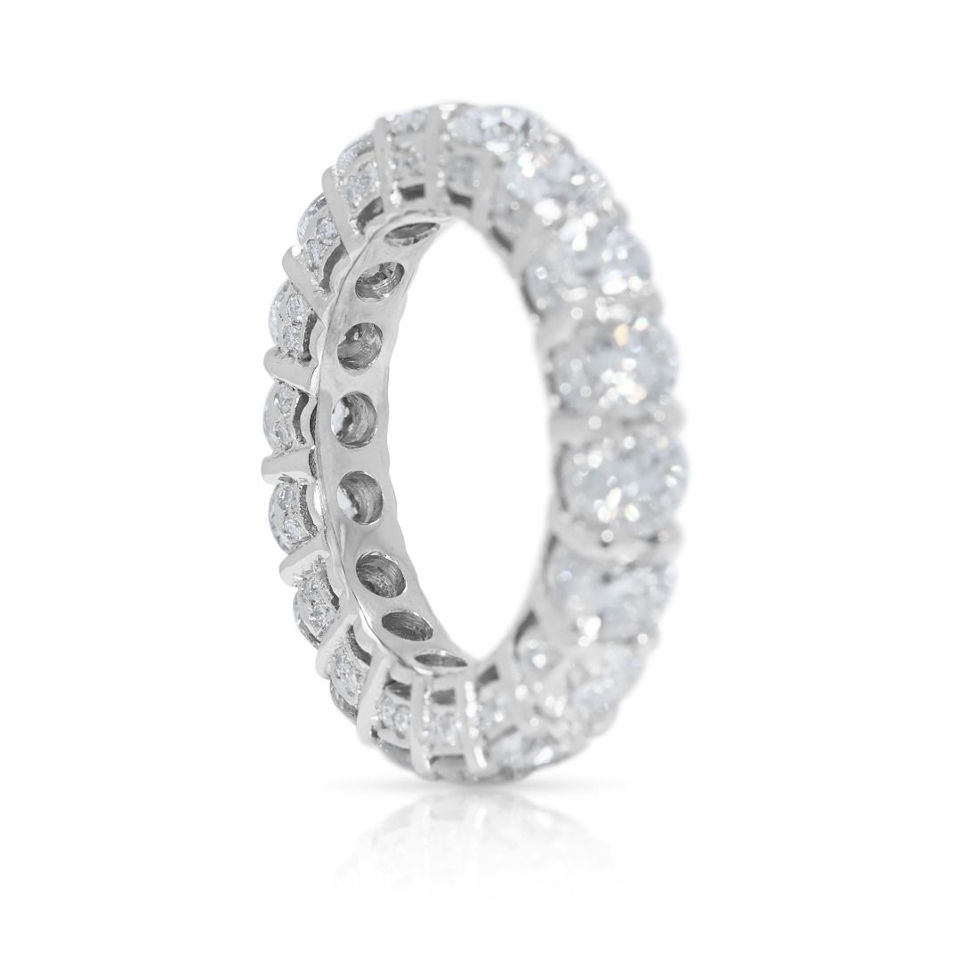 Majestic 5.36ct Natural Diamond Full Eternity 18k White Gold Ring (New-unworn)