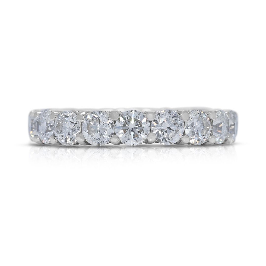 Majestic 5.36ct Natural Diamond Full Eternity 18k White Gold Ring (New-unworn)
