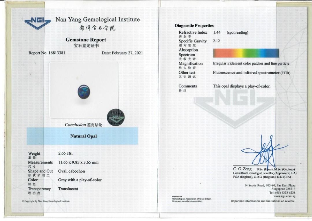 Mesmerizing 2.65ct Natural Black Opal Oval Cabochon - NGI Certified