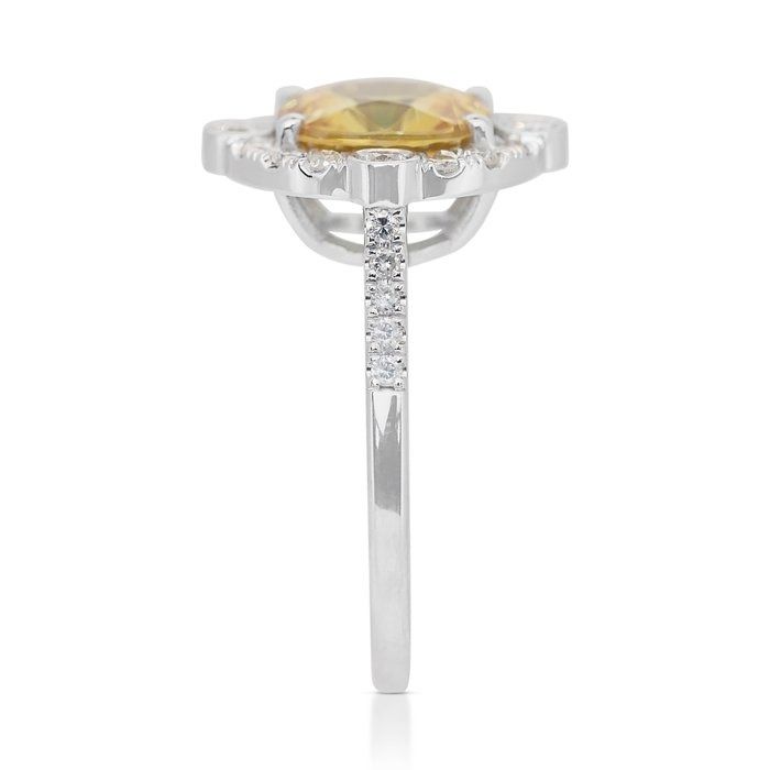 Mesmerizing 3.56ct Sapphire and Diamonds Cluster Ring in 14k White Gold - IGI Certified